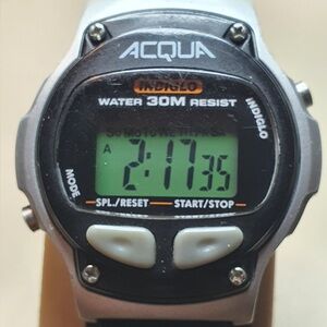 Acqua Silver/Black Nylon Digital Alarm Chrono Women's Watch